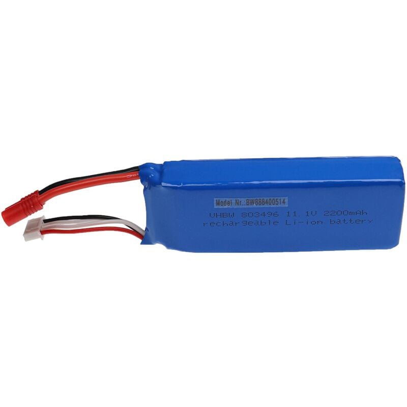 Vhbw - Batterie compatible avec connecteur banane 3,5 mm pour modéle rc par ex. voiture de course avion (2200mAh, 11,1V, Li-polymère, 106 x 34 x 22