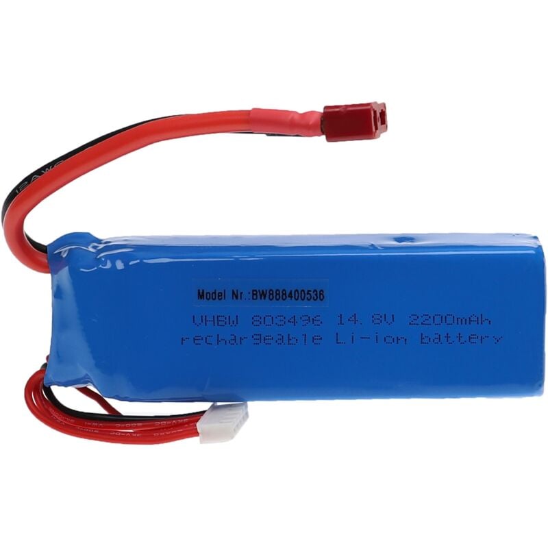 Vhbw - Batterie compatible avec connecteur t pour modéle rc par ex. voiture de course avion (2200mAh, 14,8V, Li-polymère, 110 x 34 x 32 mm)