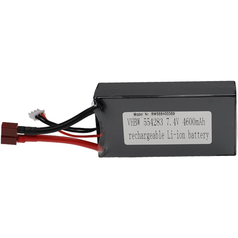 Vhbw - Batterie compatible avec connecteur t pour modéle rc par ex. voiture de course, avion (4600mAh, 7,4V, Li-polymère, 96 x 47 x 26 mm)