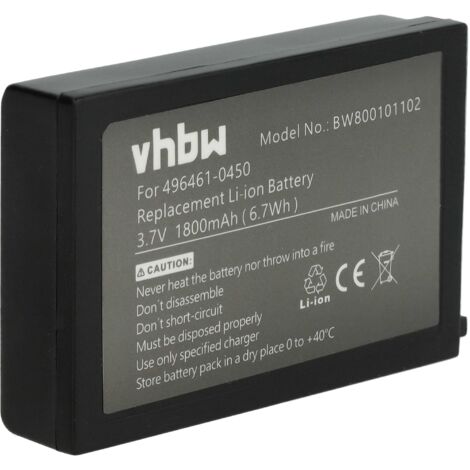 vhbw Batterie compatible avec Denso BHT-604B, BHT-600BW, BHT-600, BHT-400, BHT-604BW, BHT-400Q scanner de code-barre POS (1800mAh, 3,7V, Li-ion)