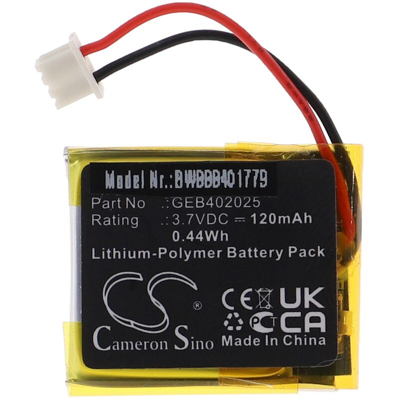 Vhbw - Batterie compatible avec Directed Electronics jfc 7752, jfc 7941 télécommande Remote Control transmetteur (120mAh, 3,7V, Li-polymère)