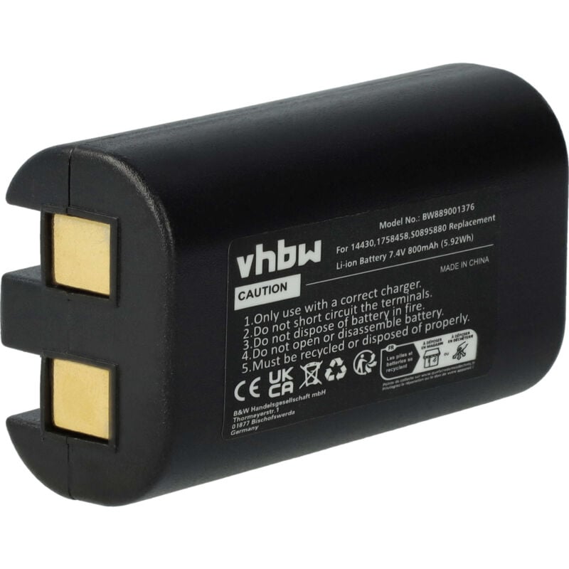 Vhbw - Batterie compatible avec Dymo LabelManager PnP, 260, 260 p, 280 imprimante, scanner, imprimante d'étiquettes (800mAh, 7,4V, Li-ion)