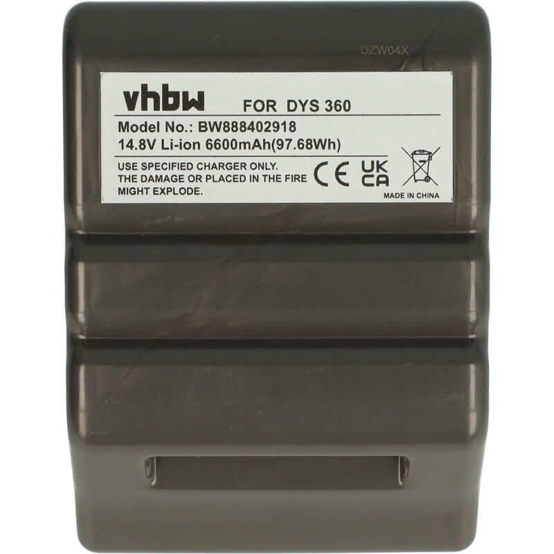 Vhbw - Batterie compatible avec Dyson 360 Eye RB01, 360 Heurist robot électroménager gris foncé (6600mAh, 14,8V, Li-ion)