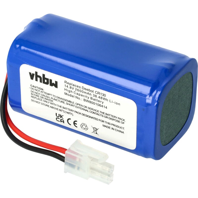 Vhbw - Batterie compatible avec Ecovacs Deebot CEN646, CEN660, CR120, CR130, DL33, DL35 aspirateur, robot électroménager (2600mAh, 14,8V, Li-ion)