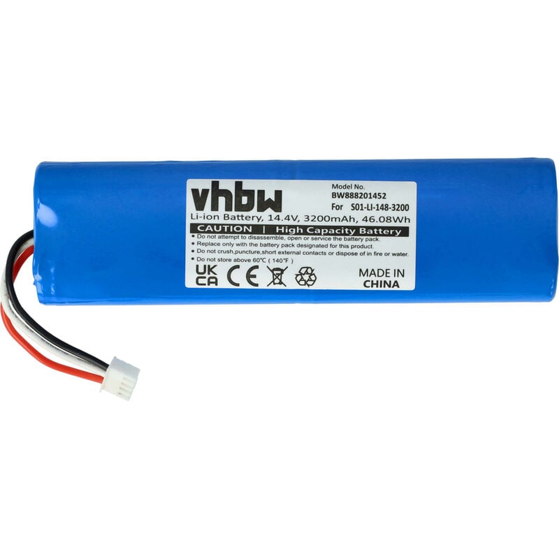 Vhbw - Batterie compatible avec Ecovacs Deebot DG31, Deebot DN56, Deebot DN58, Deebot DV33, Deebot DV35 robot électroménager (3200mAh, 14,4V, Li-ion)