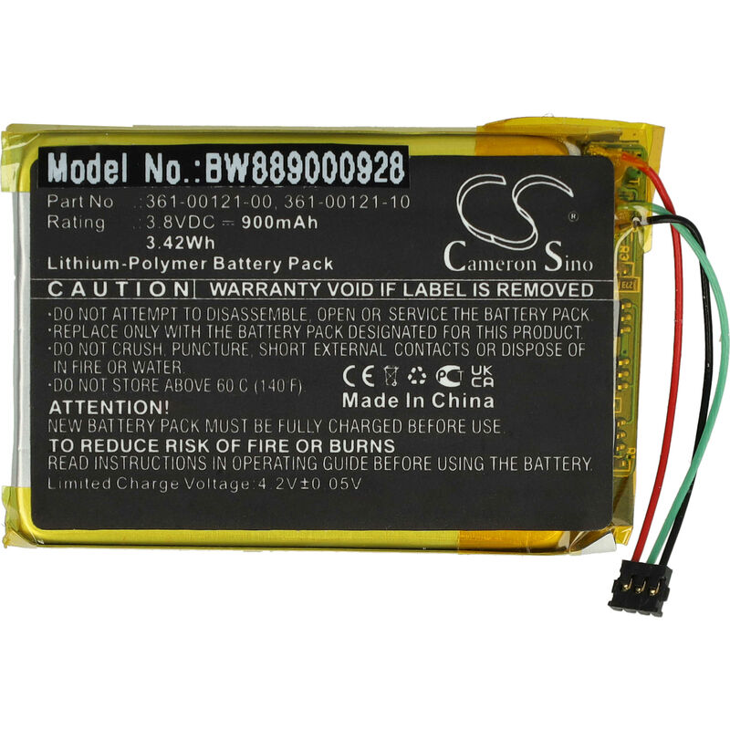 Batterie compatible avec Garmin Edge 830, 530 traceur gps, appareil de navigation (900mAh, 3,8V, Li-polymère) - Vhbw