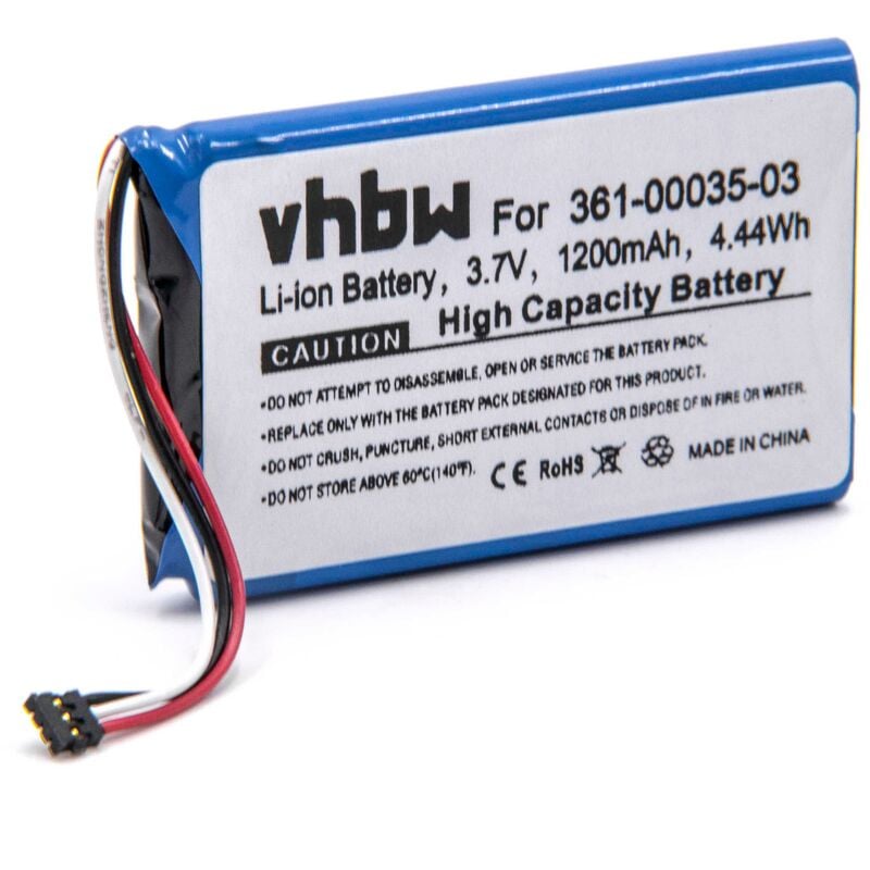 vhbw Batterie compatible avec Garmin Nüvi 2455LMT, 2447LT, 2405, 2447, 2405LT, 2447 LMT GPS, appareil de navigation (1200mAh, 3,7V, Li-polymère)