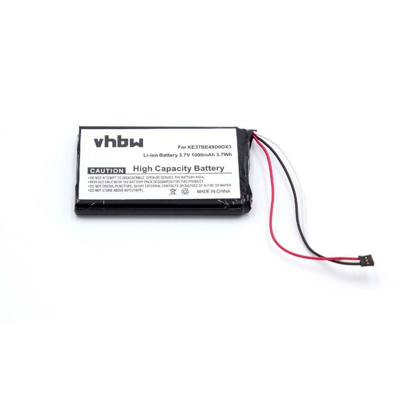 Batterie compatible avec Garmin Varia RTL501 gps, appareil de navigation (1000mAh, 3,7V, Li-ion) - Vhbw