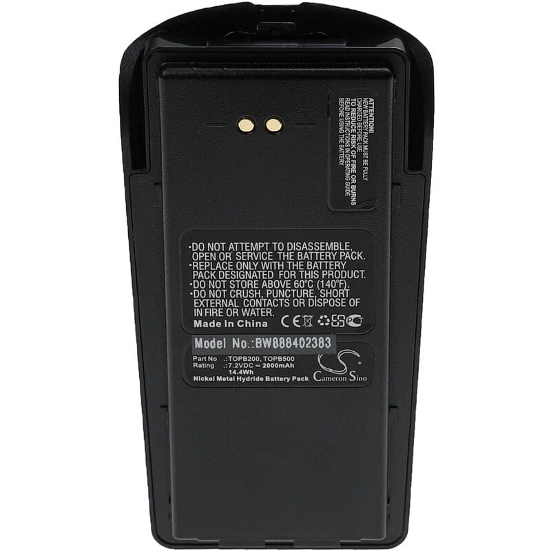 Batterie compatible avec Harris 600P, GP405STX radio talkie-walkie (2000mAh, 7,2V, NiMH) - avec clip de ceinture - Vhbw