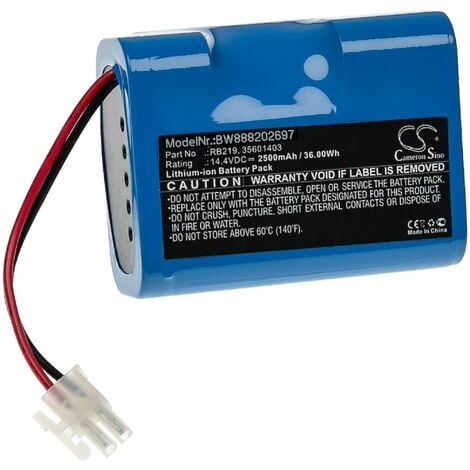 vhbw Batterie compatible avec Hoover RBC040/1011, RBC040/1019, RBC040011, RBC040019, RBC050 robot électroménager (2500mAh, 14,4V, Li-ion)
