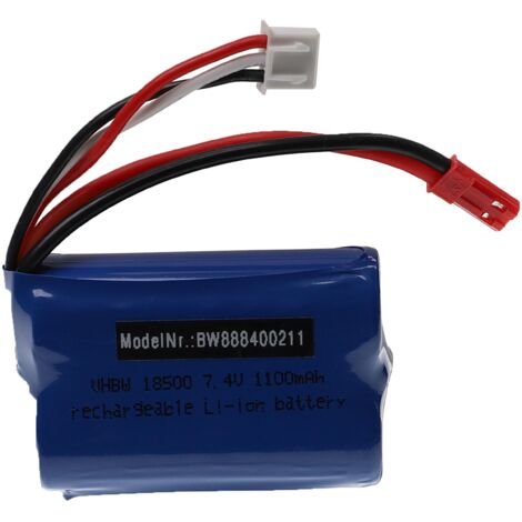 vhbw Batterie compatible avec Huanqi 823, 827, 871 modéle RC (1100mAh, 7,4V, Li-ion, 55 x 37 x 19 mm)