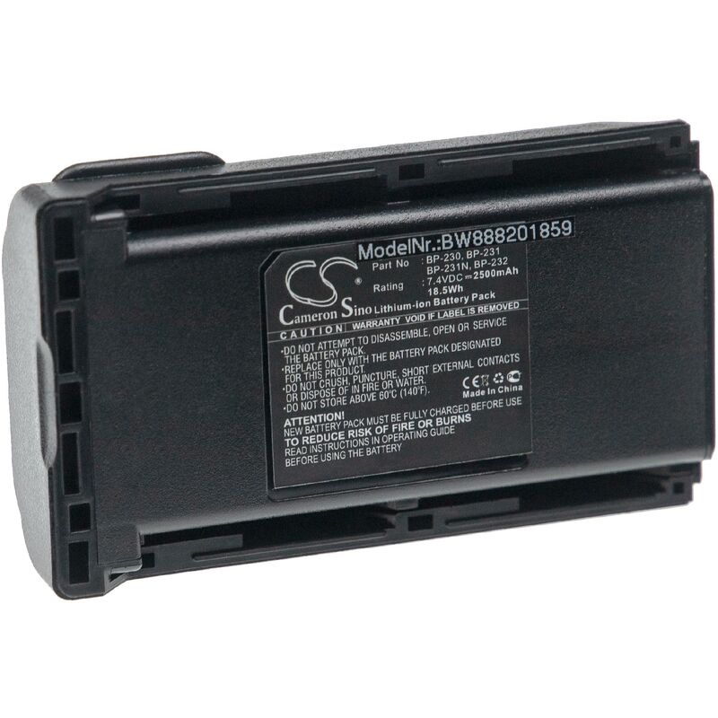 Vhbw - Batterie compatible avec Icom IC-F3032S, IC-F3033S, IC-F3036S, IC-F3061, IC-F3061S radio talkie-walkie (2500mAh, 7,4V, Li-ion)