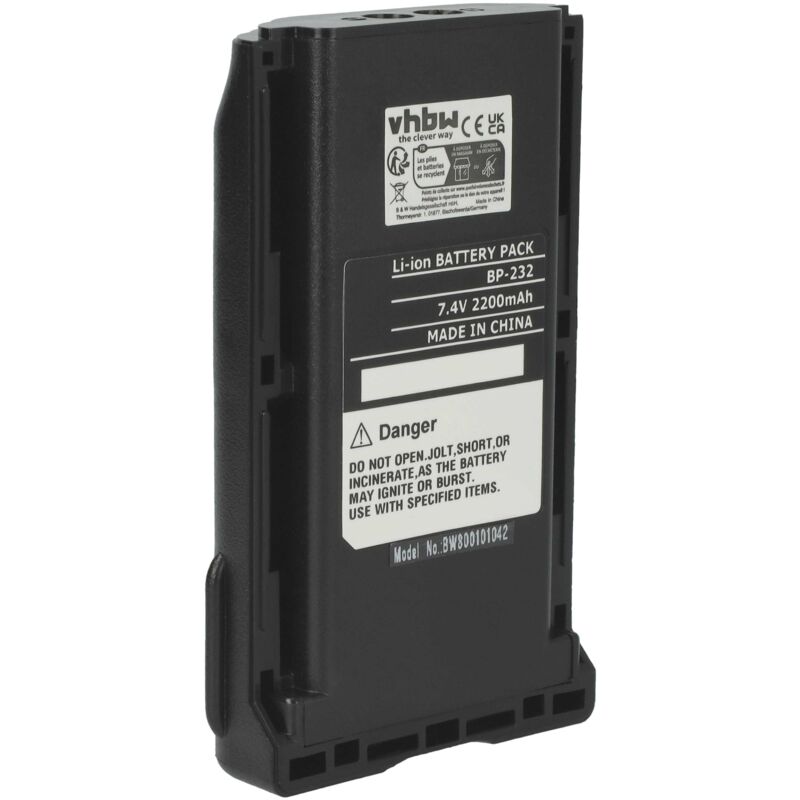 Vhbw - Batterie compatible avec Icom IC-F3161DT 66 rr, IC-F3161S, IC-F3161T, IC-F3162 radio talkie-walkie (2200mAh, 7,4V, Li-ion)
