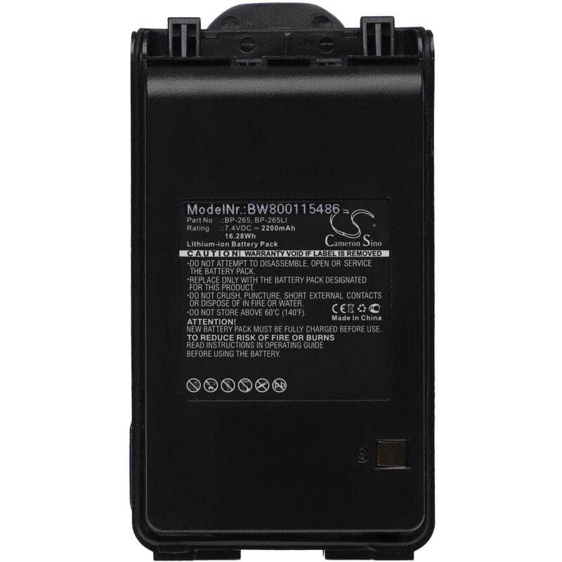 Batterie compatible avec Icom IC-F4002, IC-F4003, IC-F4008, IC-F4101D radio talkie-walkie (2200mAh, 7,4V, Li-ion) - avec clip de ceinture - Vhbw