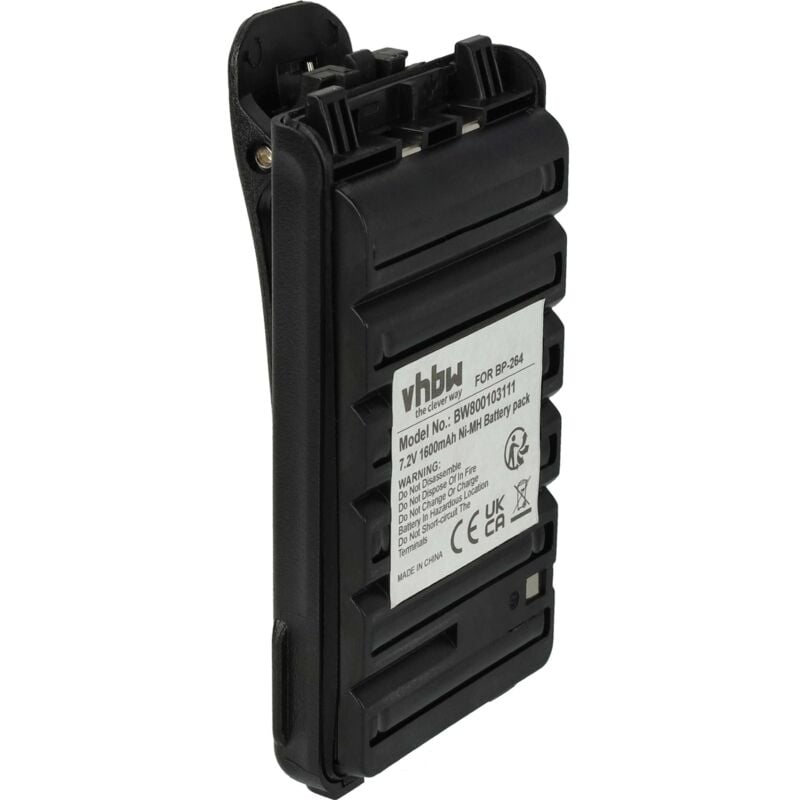 Vhbw - 1x Batterie compatible avec Icom IC-G80, IC-S70, IC-T70A, IC-T70E, IC-U80, IC-V80, IC-V80E radio talkie-walkie (1600mAh, 7,2V, NiMH) - avec