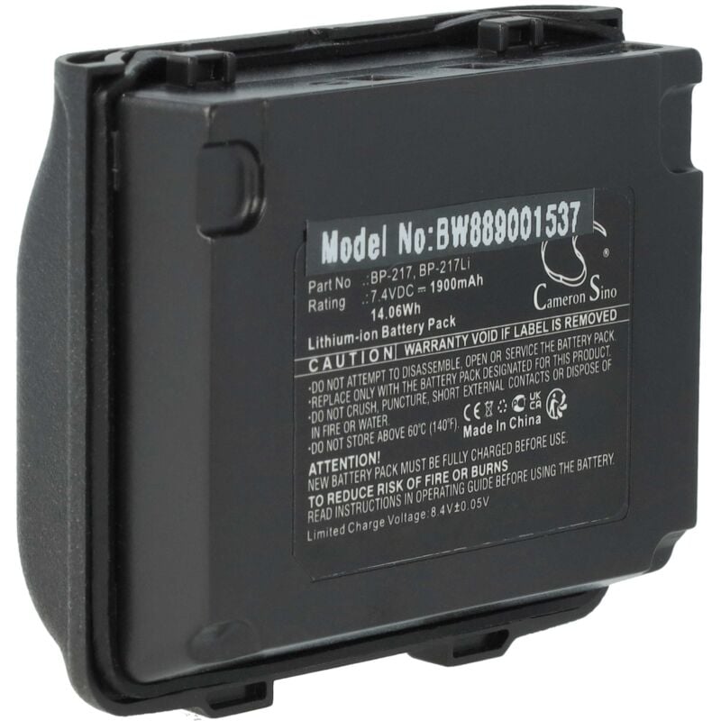 Vhbw - Batterie compatible avec Icom IC-t90A, IC-80AD, IC-91A, IC-91AD, IC-E80D, IC-E90, IC-E91, IC-T90 radio talkie-walkie (1900mAh, 14,06V, Li-ion)