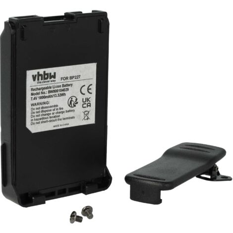 vhbw Batterie compatible avec Icom Marine Transceiver, IC-V85, IC-M88 radio talkie-walkie (1800mAh, 7,4V, Li-ion) - avec clip de ceinture