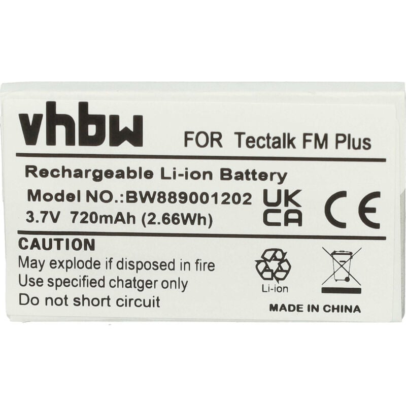 Vhbw - Batterie compatible avec Intek T60 appareils radio avec radio fm (720mAh, 3,7V, Li-ion)