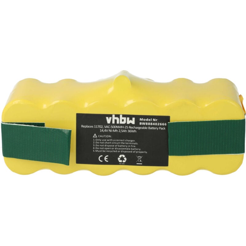 Vhbw - 1x Batterie compatible avec iRobot Roomba 510, 520, 505, 534, 535, 531, 500 aps, 532, 530, 521, 500 robot électroménager (2500mAh, 14,4V, NiMH)