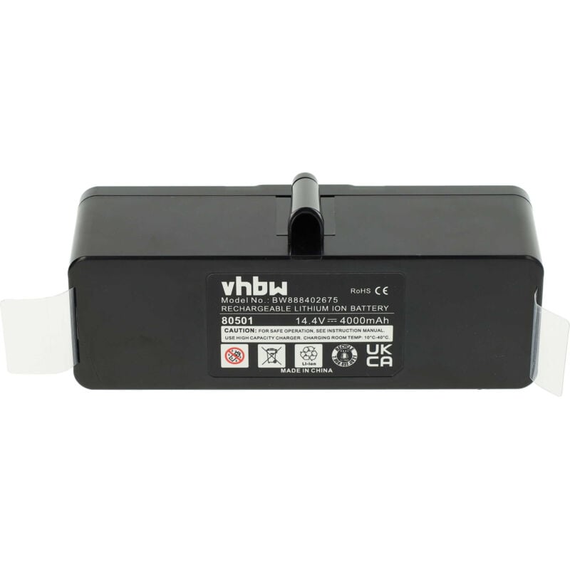 Vhbw - 1x Batterie compatible avec iRobot Roomba 870, 871, 880, 966, 872, 882, 876, 900, 960, 882E, 886 aspirateur noir (4000mAh, 14,4V, Li-ion)