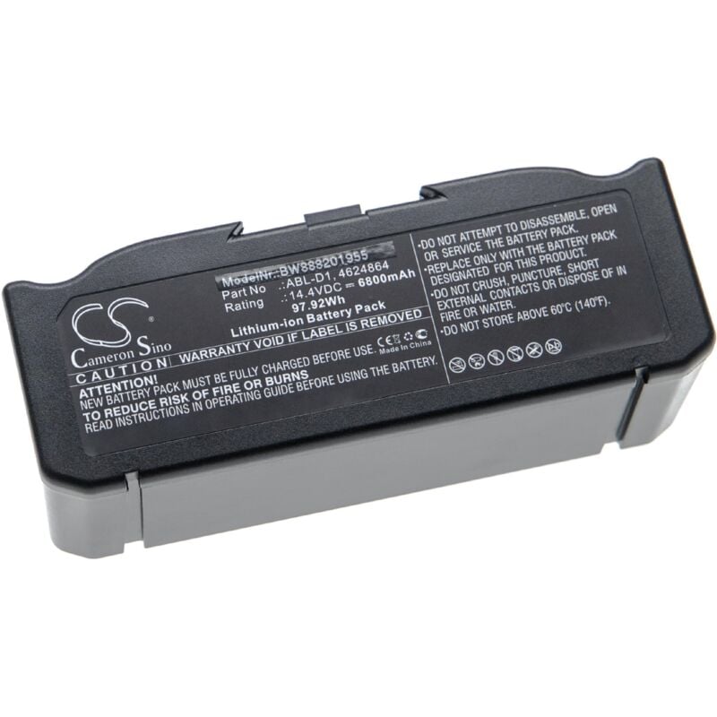 Vhbw - Batterie compatible avec iRobot Roomba e515040, 5150, 7150, 7550, e5150, e515020, e5152 robot électroménager noir (6800mAh, 14,4V, Li-ion)