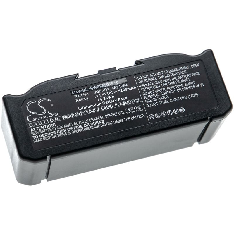 Vhbw - Batterie compatible avec iRobot Roomba i3, i31502F, i4, i7, i7+, i7158, i7550 aspirateur, robot électroménager (5200mAh, 14,4V, Li-ion)