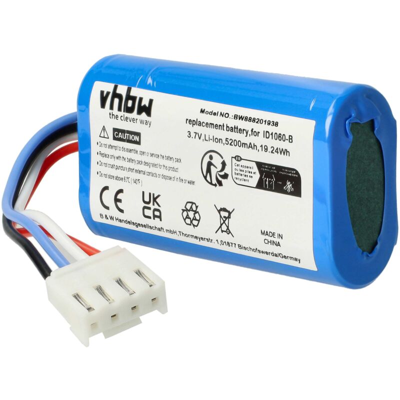 vhbw Batterie compatible avec JBL Link Portable, Flip 5 Ocean, Flip 5 Eco, FLIP5WHTAM haut-parleurs, enceintes portatives (5200mAh, 3,7V, Li-ion)