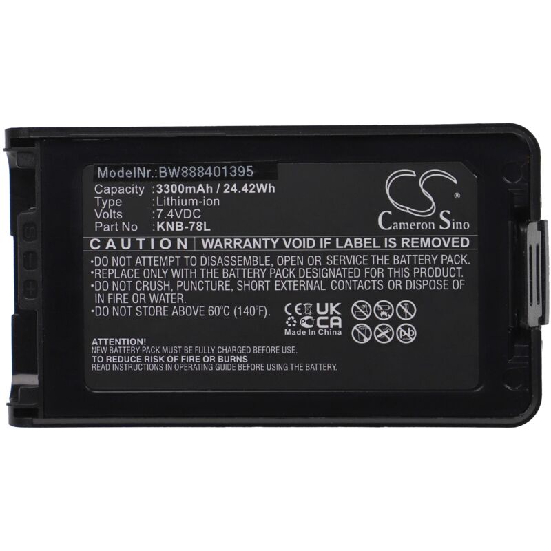 Batterie compatible avec Kenwood NX-220, NX-320, NX3200, NX3220, NX-3220, NX3300, NX3320, NX-3320 radio talkie-walkie (3&8239300mAh, 7,4V, Li-ion)