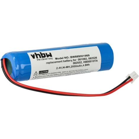 vhbw Batterie compatible avec Legrand BAEH IP66 ECO1, BAEH, B65LED, 805809, BAPI, BAES éclairage d'issue de secours (2000mAh, 2,4V, NiMH)