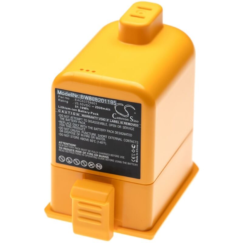 Batterie compatible avec lg Cord Zero A9 Plus aspirateur, robot électroménager (2000mAh, 25,55V, Li-ion) - Vhbw