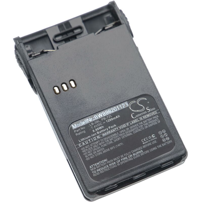 vhbw batterie compatible avec Luiton LT-3268 radio talkie-walkie (1200mAh, 7.4V, Li-Ion) + clip