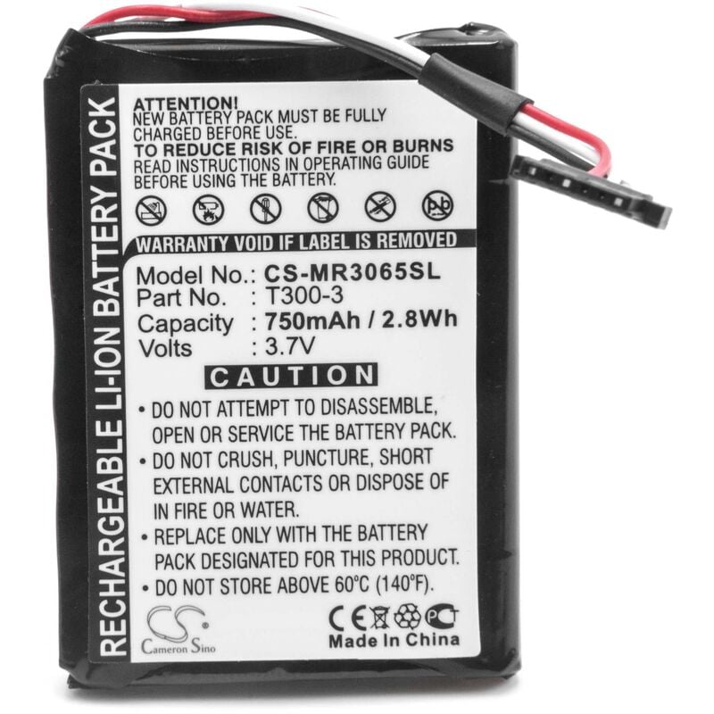 Batterie compatible avec Magellan Roadmate 3055, 3055-MU, 3055T-LM, 3065, 3065T-LM, 5220 système de navigation gps (750mAh, 3,7V, Li-ion) - Vhbw