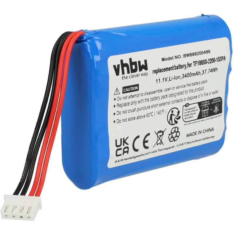 Batterie compatible avec Marshall Stockwell enceinte, haut-parleurs (3400mAh, 11,1V, Li-ion) - Vhbw