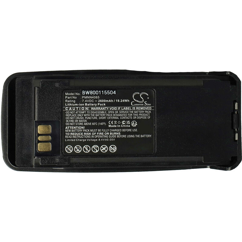 Vhbw - Batterie compatible avec Motorola mototrbo DGP6150+, DP3400, DP3401, DP3600 radio talkie-walkie (2600mAh, 7,4V, Li-ion) - avec clip de ceinture