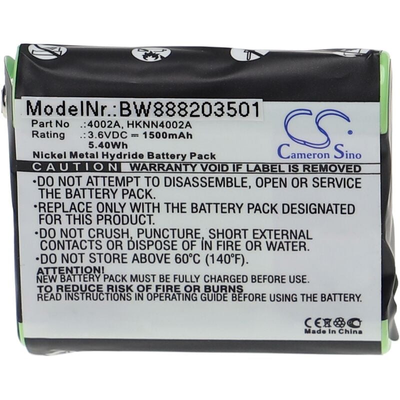 Vhbw - Batterie compatible avec Motorola Talkabout MT352, MT352R, MT352TPR, MU350R, MU354R radio talkie-walkie (1500mAh, 3,6V, NiMH)