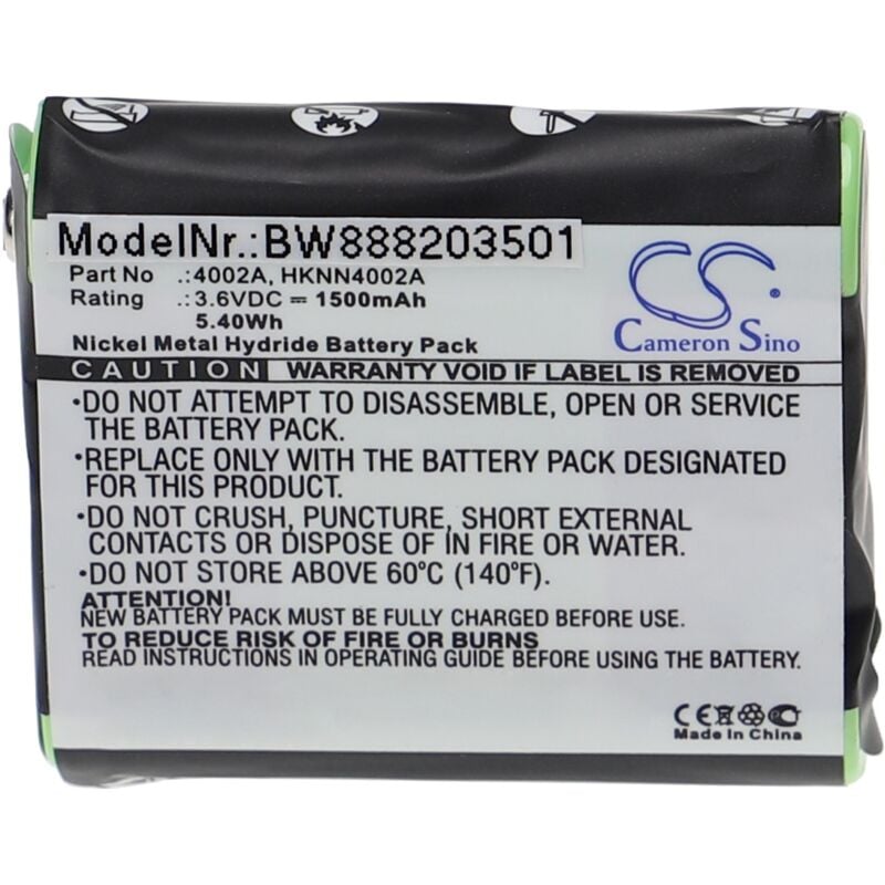 vhbw Batterie compatible avec Motorola Talkabout T82, T82 Extreme, T8500R, T8550RCAMO, T8500 radio talkie-walkie (1500mAh, 3,6V, NiMH)