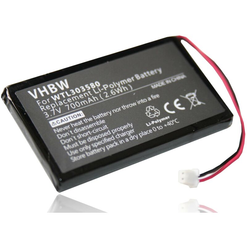 vhbw Batterie compatible avec Navgear StreetMate GT-35, GT-35-128MB, GT-35 3D appareil GPS de navigation (700mAh, 3,7V, Li-polymère)