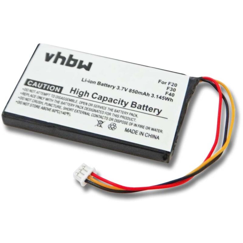 Vhbw - batterie compatible avec Navman F20, F20 euro, F30, F40, F40 euro, F50 système de navigation gps (850mAh, 3,7V, Li-Ion)