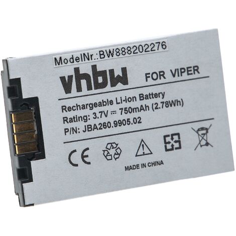 vhbw Batterie compatible avec Oelmann Viper LX7, LX8 radio talkie-walkie (750mAh, 3,7V, Li-ion)