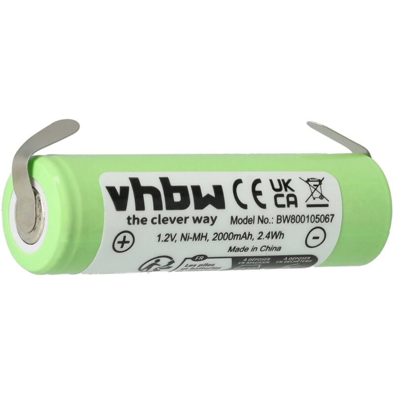 Vhbw - Batterie compatible avec Philips Norelco RQ320, T2000, T3000, T600, T6000, T660 rasoir tondeuse électrique (2000mAh, 1,2V, NiMH)