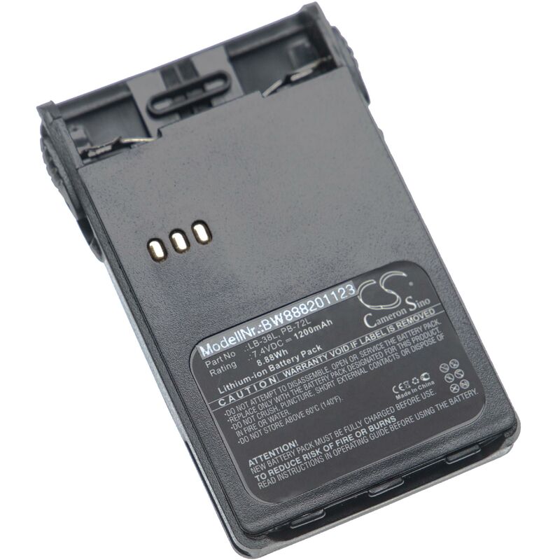 Batterie compatible avec Puxing PX-888 Plus, PX-888K, PX-UV973 radio talkie-walkie (1200mAh, 7.4V, Li-Ion) + clip - Vhbw