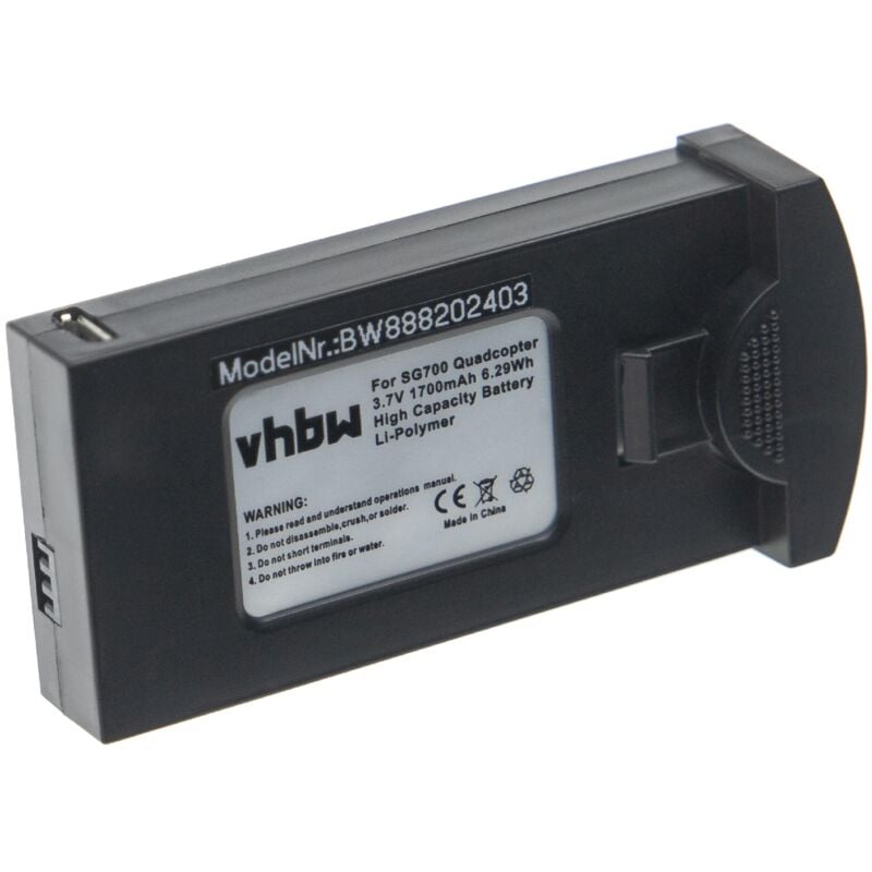 Vhbw - Batterie compatible avec Quadcopter / Drone DM107S, S169, SG700 drone (1700mAh, 3,7V, Li-polymère)