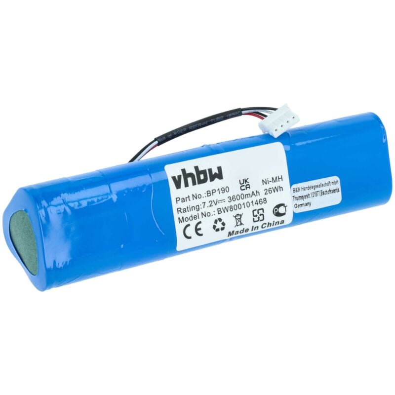 Vhbw - Batterie compatible avec Fluke Scopemeter 225C-S oscilloscope, outil de mesure (3600mAh, 7,2V, NiMH)