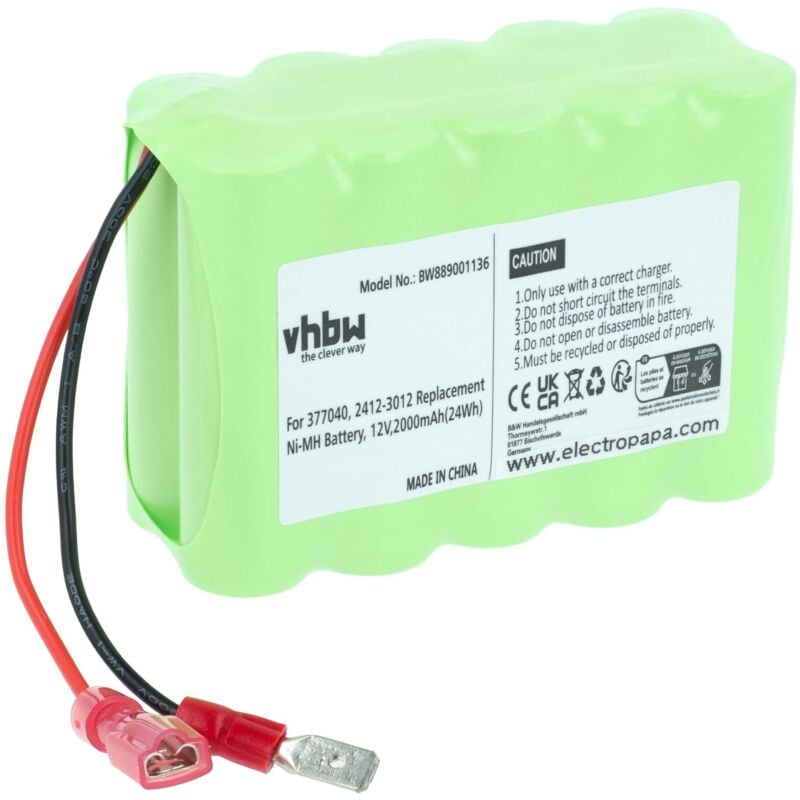 Vhbw - Batterie compatible avec Roto G1 RT1, RT2 sf G1 volet roulant de fenêtre (2000mAh, 12V, NiMH)