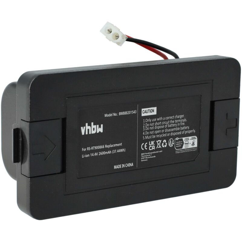 vhbw Batterie remplacement pour Rowenta RS-RT900866 pour robot électroménager Noir (2600mAh, 14,4V, Li-ion)