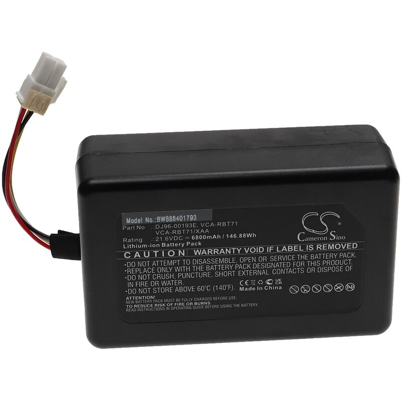 Batterie compatible avec Samsung Powerbot VR1AM7010UW/AA, VR1AM7040W9/AA aspirateur, robot électroménager (6800mAh, 21,6V, Li-ion) - Vhbw