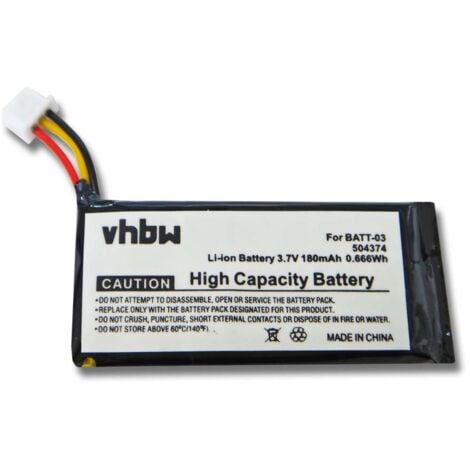 vhbw batterie compatible avec Sennheiser D10, DW Office, DW Office ML, DW Pro 1, DW Pro 2 casque écouteurs casque micro sans fil (180mAh, Li-Ion)