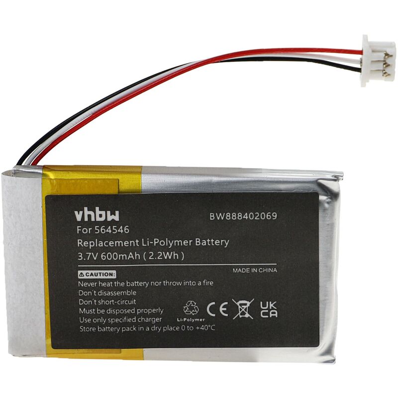 Batterie compatible avec Sennheiser Momentum 2,0, 3,0, xl casque audio, écouteurs sans fil (600mAh, 3,7V, Li-polymère) - Vhbw