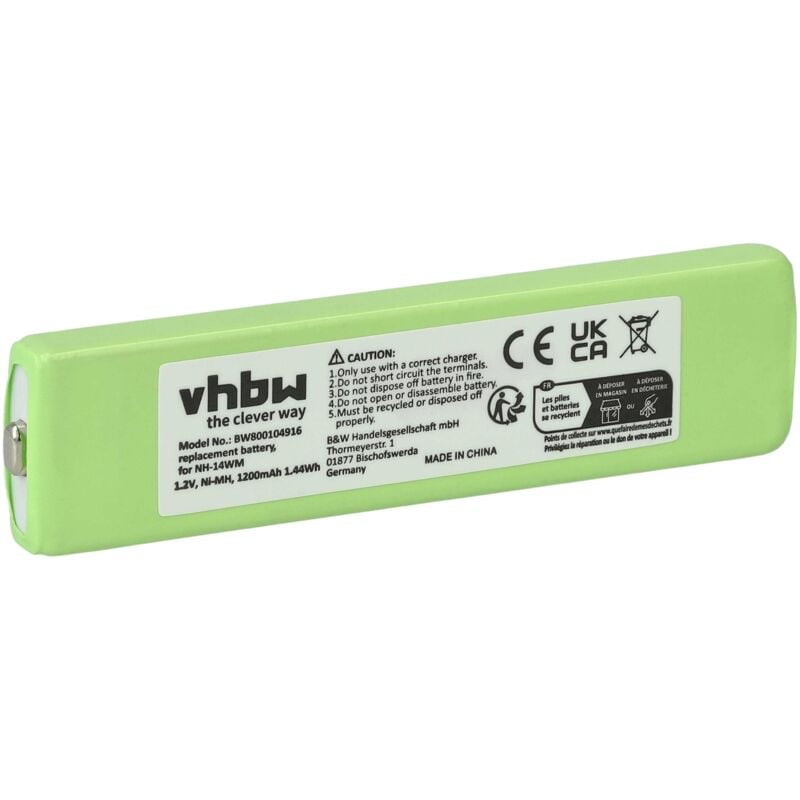 vhbw Batterie compatible avec Sony D-NE800, D-NE900, E25, E30, E35, E44, E45, E50, E500 lecteur MP3 baladeur MP3 Player (1200mAh, 1,2V, NiMH)
