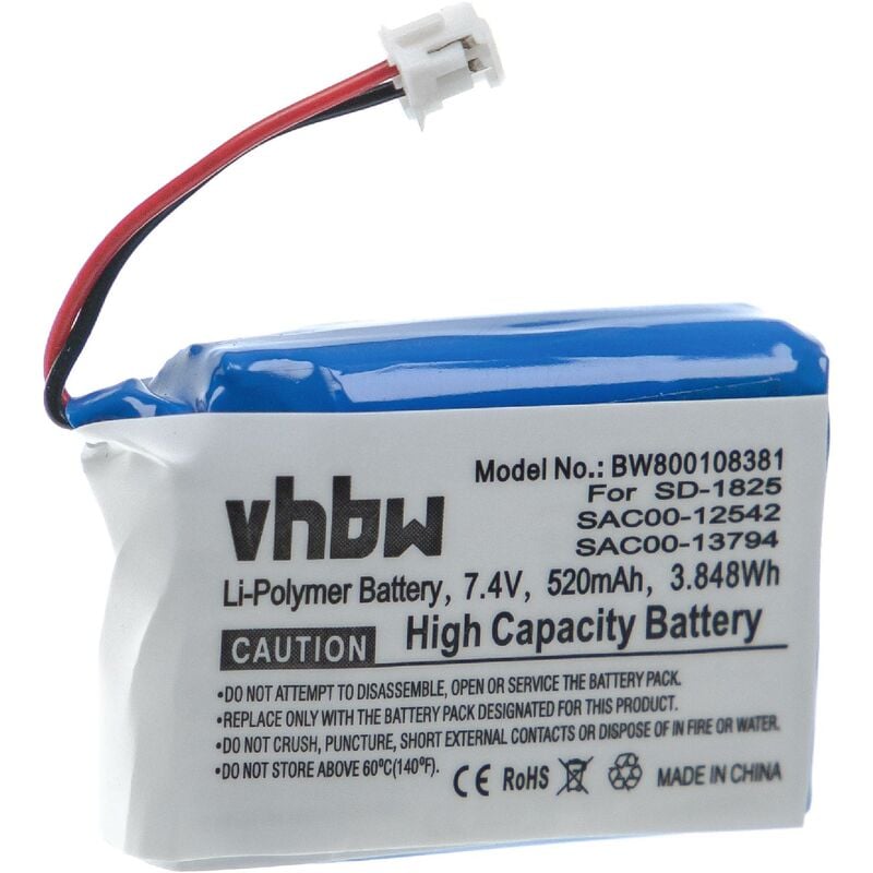 Vhbw - batterie compatible avec Sportdog ST-101SA, ST-101SH collier de dressage (520mAh, 7,4V, Li-polymère)